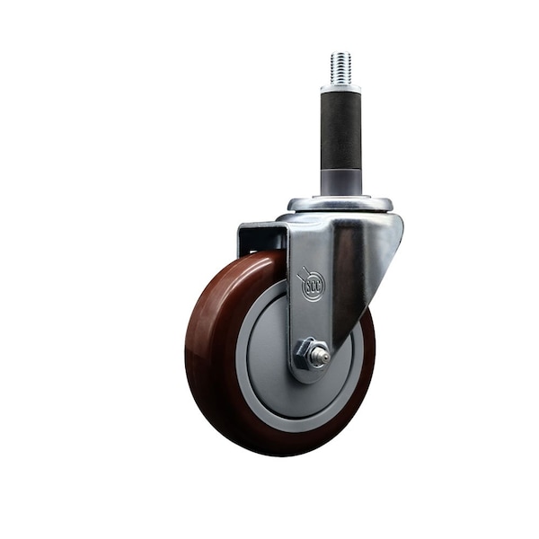 4'' Maroon Poly Wheel Swivel 1'' Expanding Stem Caster